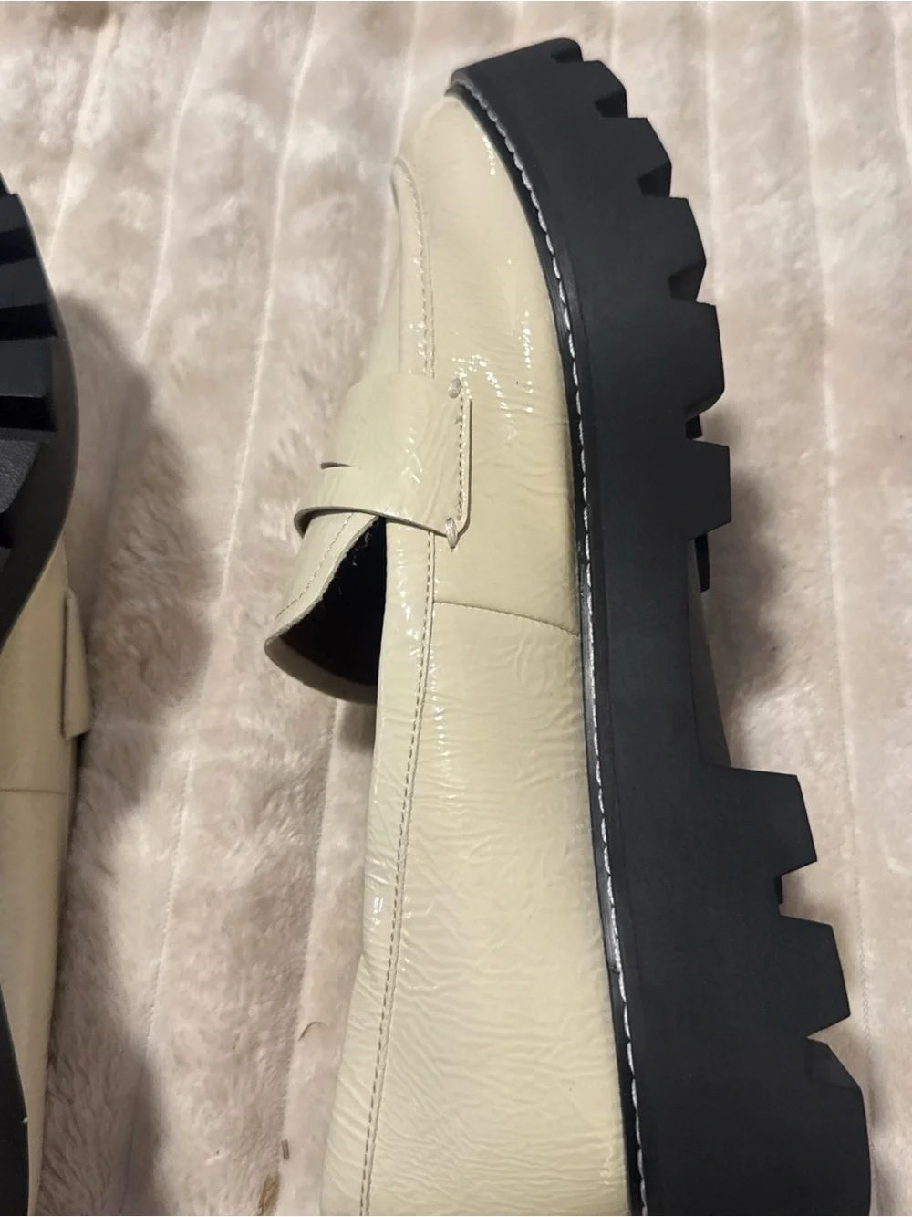 Franco Sarto Balin Lug Sole Chunky Loafers Putty White Color Womens Size 9